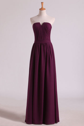 Notched Neckline Bridesmaid Dresses Floor Length With Ruffles Chiffon