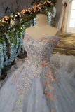 Floral Wedding Dresses Lace Up Off The Shoulder With Appliques And Handmade Flowers