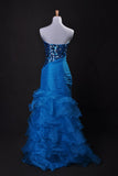 Cheap Prom Dresses Blue Sweetheart Floor Length Organza Taffeta Cz