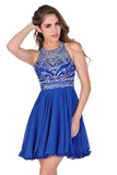 A Line/Princess Halter Homecoming Dresses Tulle & Chiffon Beaded Bodice