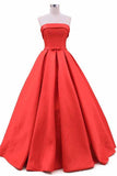 New Arrival Strapless Prom Dresses A Line Satin With Sash