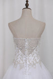 A Line Sweetheart Beaded Bodice Wedding Dresses Organza Court Train