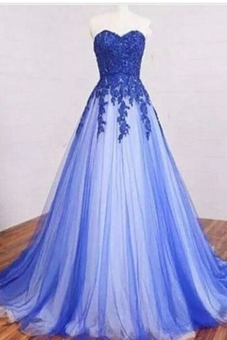 Prom Dresses A-Line Sweetheart Floor-Length Tulle With Applique