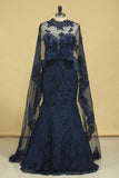 Mermaid Sweetheart Prom Dresses Lace With Beading And Applique Dark Navy Plus Size