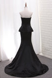 Mermaid Evening Dresses Sweetheart Satin With Beading Sweep Train