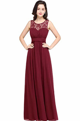 Elegant Chip A-Line Chiffon Evening Bridesmaid Ball Gown Long Dress