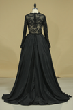 Asymmetrical Prom Dresses Scoop Taffeta & Tulle Long Sleeves