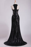 Column Prom Dresses Scoop Floor Length Sequined Bodice Open Back