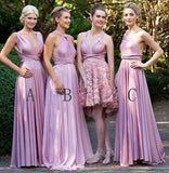 Charming Lilac A-Line V-Neck Floor-Length Convertible Bridesmaid Dresses, Prom Dresses SJS15102