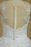 Gorgeous Sleeveless Scoop Wedding Dresses Tulle With Applique And Pearls