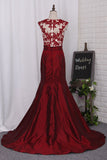 Prom Dresses V Neck Mermaid With Beading And Applique Taffeta