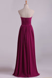 Bridesmaid Dresses A Line Sweetheart Floor Length With Ruffles Chiffon