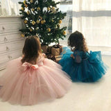 Lovely Pretty Pink Round Neck Tulle Flower Girl Dresses, Cheap Wedding Little Girl SJS15258