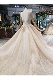 Ball Gown Wedding Dresses Scoop Short Sleeves Top Quality Appliques Tulle Beading