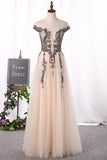 Tulle Prom Dresses A Line Bateau Cap Sleeve With Beads Open Back