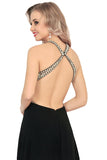 Scoop Prom Dresses A Line Open Back Chiffon With Beading