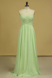 Sweetheart Ruched Bodice Bridesmaid Dress A Line Floor Length Chiffon