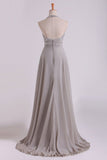 Prom Dresses A Line Halter Floor Length Chiffon