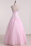 Sweetheart Ball Gown Prom Dresses Tulle With Beading Floor Length