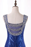 Bling Bling Evening Dresses Mermaid V Neck Sequins Lace With Rhinestones Sweep/Brush Train