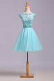 Homecoming Dresses A Line Scoop Short/Mini Tulle&Lace