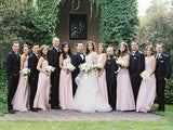 Simple Pink Mismatched A-Line Bridesmaid Dresses, Elegant Chiffon Bridesmaid Dress SJS15397