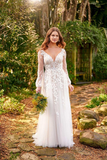 Long Sleeves V Neck Wedding Dresses Beautiful Tulle Beach Bridal Dresses