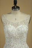 Chiffon Spaghetti Straps Beaded Bodice Wedding Dresses A Line