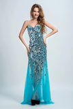 Sweetheart Prom Dresses Sheath With Beading Sweep Train