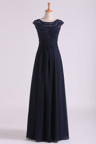 New Arrival Bateau Neckline Embellished Tulle Bodice With Beaded Applique Chiffon