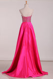 Sweetheart Beaded Bodice Prom Dresses A Line Chiffon Sweep Train