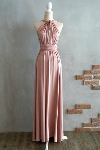 Simple Elegant Open Back Pink Prom Dresses Bridesmaid Dresses