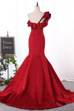 New Arrival Satin One Shoulder Mermaid Sweep Train Evening Dresses