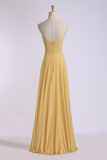 Bridesmaid Dresses Floor Length Sweetheart Sheath/Column Chiffon With Ruffle