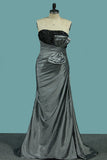 Hot Sale Strapless Taffeta Prom Dresses Mermaid Sweep/Brush Classic Style