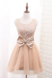 Tulle & Lace Homecoming Dresses Scoop A Line With Sash