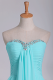 Prom Dresses Sweetheart A Line Chiffon With Beads And Ruffles