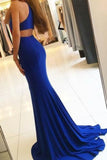 Scoop Open Back Mermaid Evening Dresses Spandex With Slit