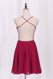 Spaghetti Straps Prom Dresses A Line 30D Chiffon With Applique Short/Mini