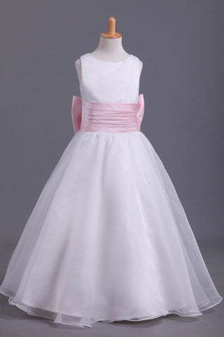 Flower Girl Dresses A-Line Scoop Ankle Length Organza