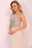 Spandex Beaded Bodice Mermaid Sweep Train Prom Dresses