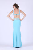 Mermaid Prom Dresses Straps Spandex With Beading Zipper Up