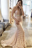 Gorgeous Lace Sexy Blush Pink Sweetheart Mermaid Charming Lace Prom Dresses JS747