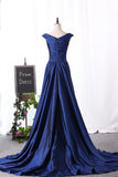 Off The Shoulder Prom Dresses Taffeta Sweep Train Detachable