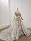 Princess Ball Gown Round Neck Beads Appliques Quinceanera Dresses, Formal SJS20483