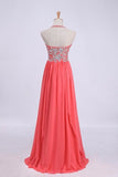 Prom Dresses Empire Waist Halter Floor Length Chiffon