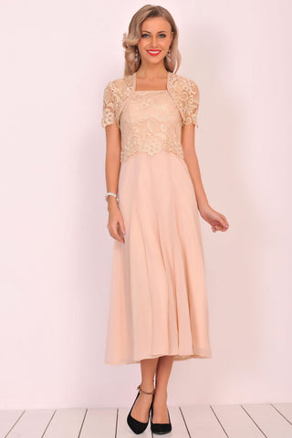 A Line Square Prom Dresses Chiffon&Lace With Jacket