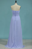 A Line Sweetheart Ruched Bodice Asymmetrical Chiffon Bridesmaid Dresses