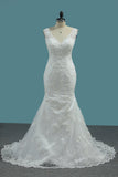 Mermaid Wedding DressesV Neck Tulle With Applique Mermaid Court Train