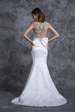 Prom Dresses Mermaid White Satin With Beading